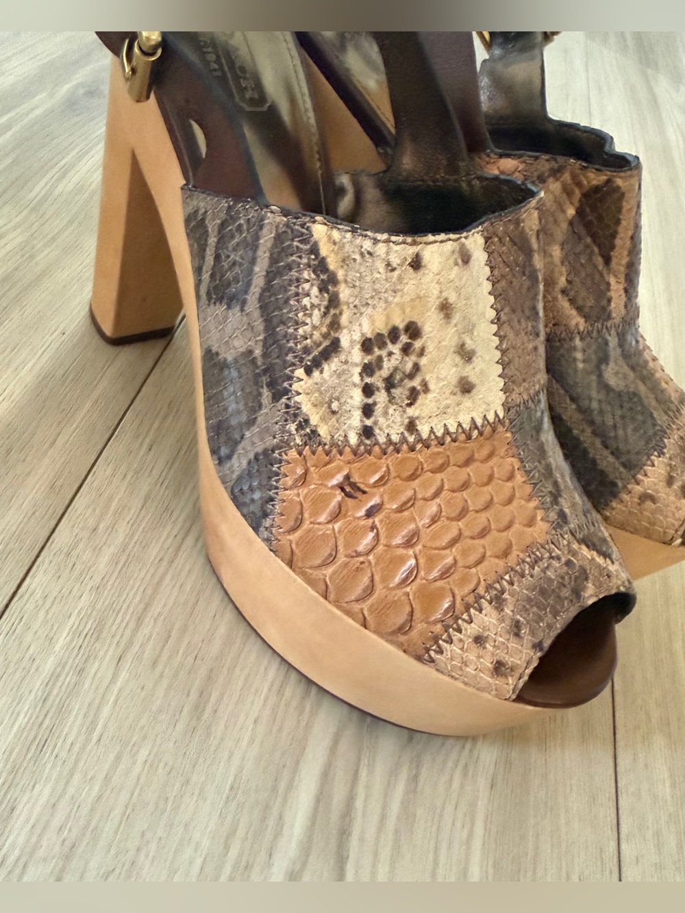 Rare Coach Petrina Patchwork Snakeskin Platform Slingback Heels 8.5B - NWOT - Picture 11 of 12